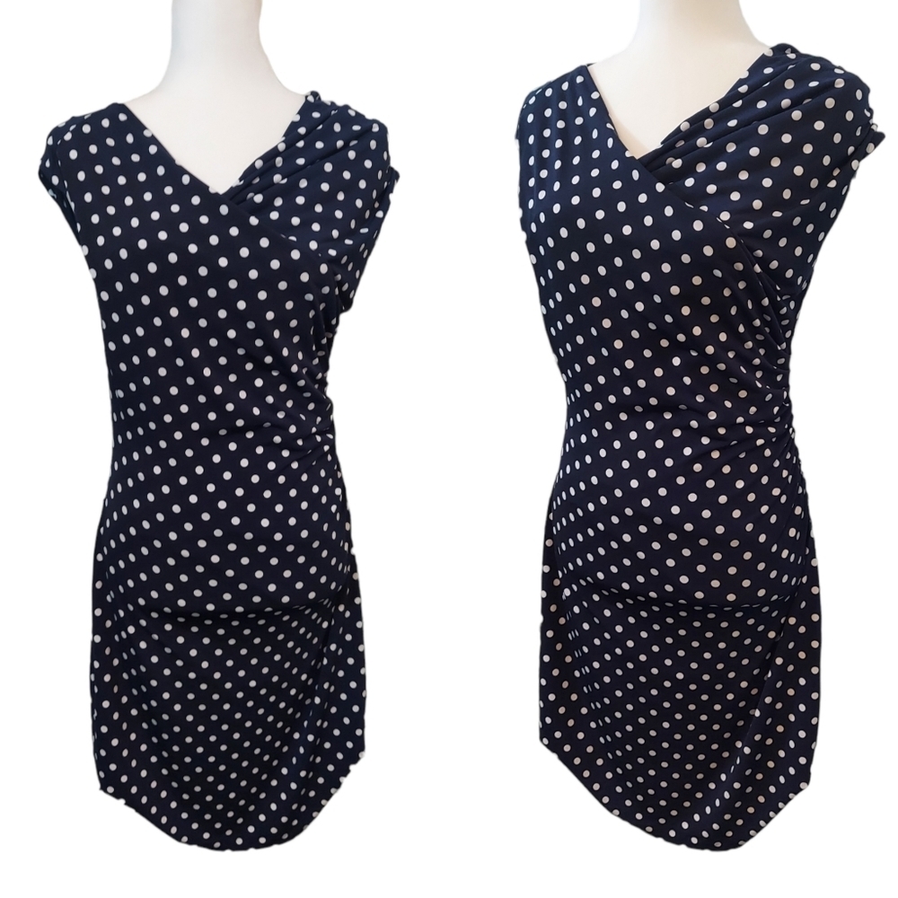 Vince Camuto NEW Polkadot Dress Navy Small - Picture 2 of 11